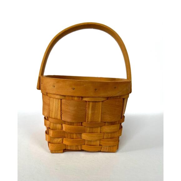 Vintage Basket Movable Handle 7x6 Longaberger Style Farmhouse Catch-all Storage - Picture 6 of 9